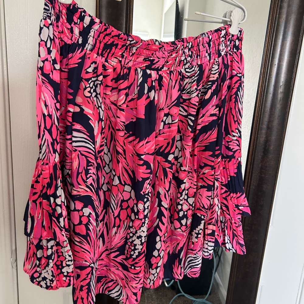 Lilly Pulitzer Pink and Navy Patterned Skirt